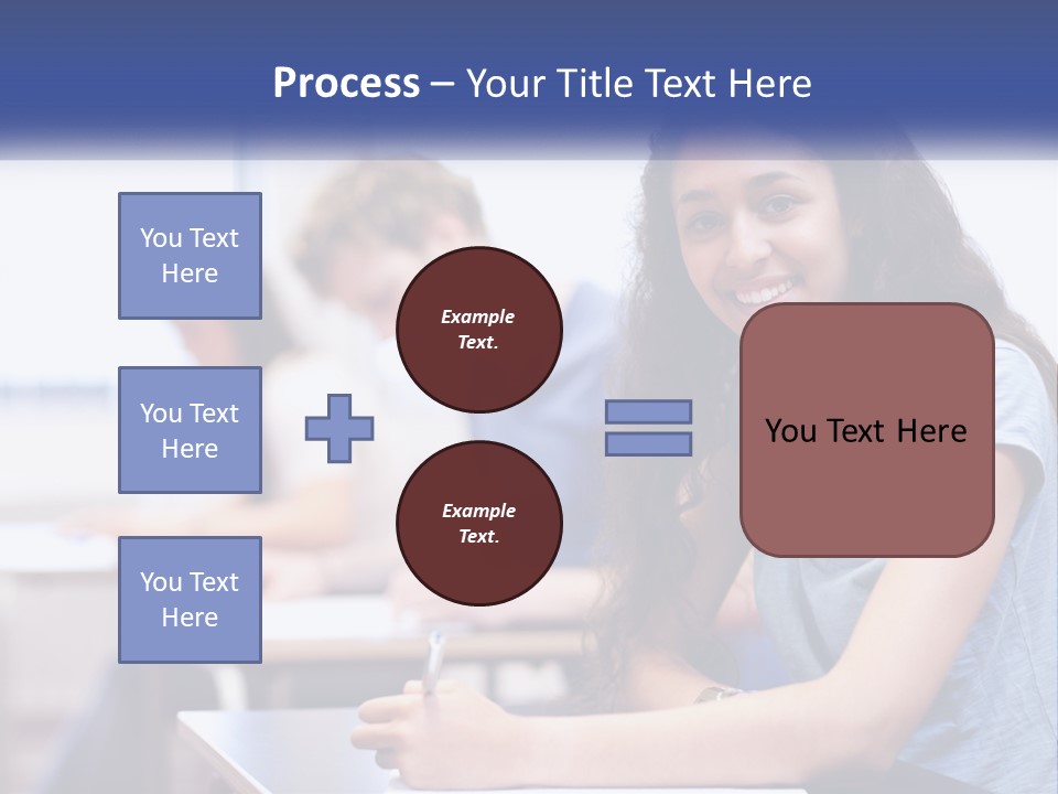 A Woman Sitting At A Desk In A Classroom PowerPoint Template