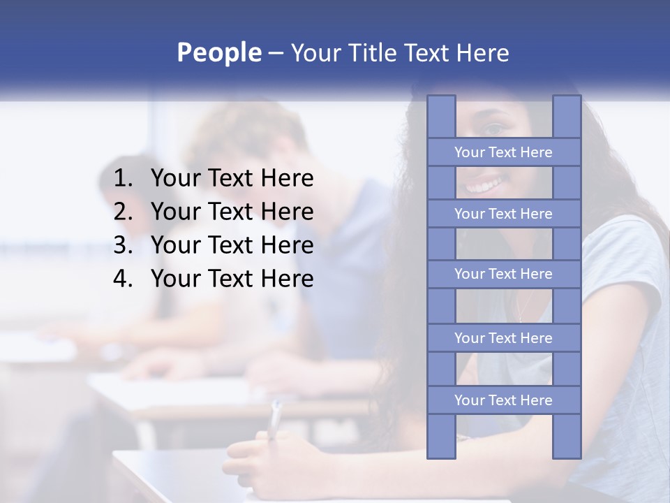 A Woman Sitting At A Desk In A Classroom PowerPoint Template