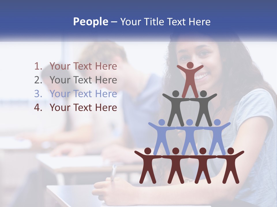 A Woman Sitting At A Desk In A Classroom PowerPoint Template