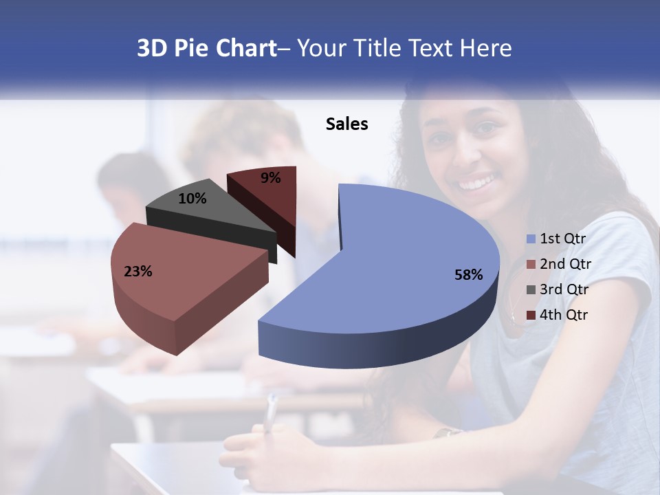 A Woman Sitting At A Desk In A Classroom PowerPoint Template