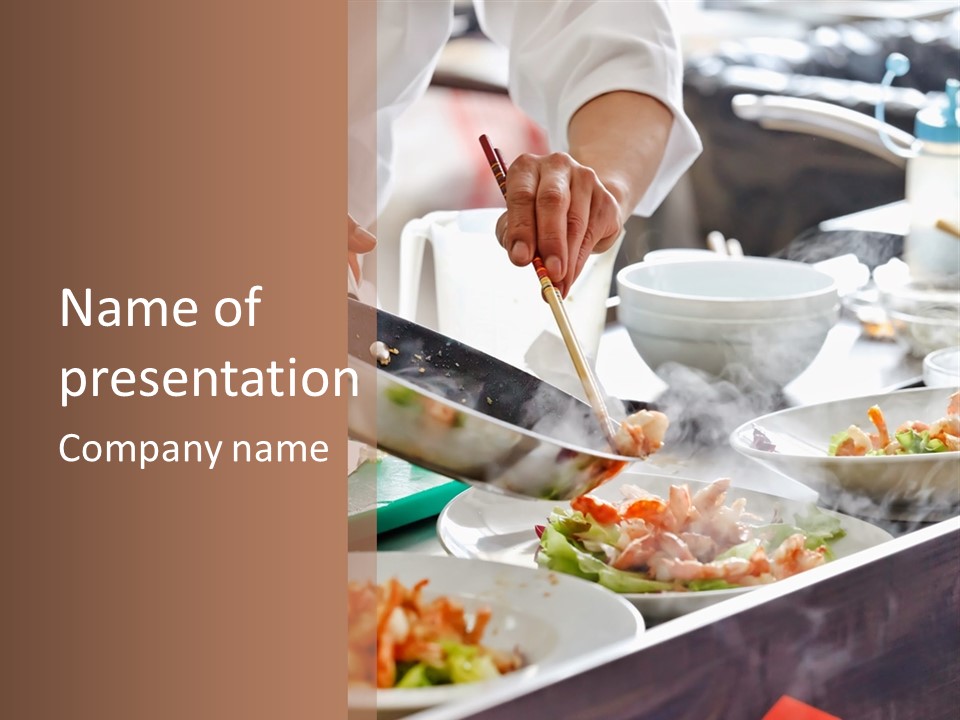 A Person Cooking Food On A Grill With Chopsticks PowerPoint Template