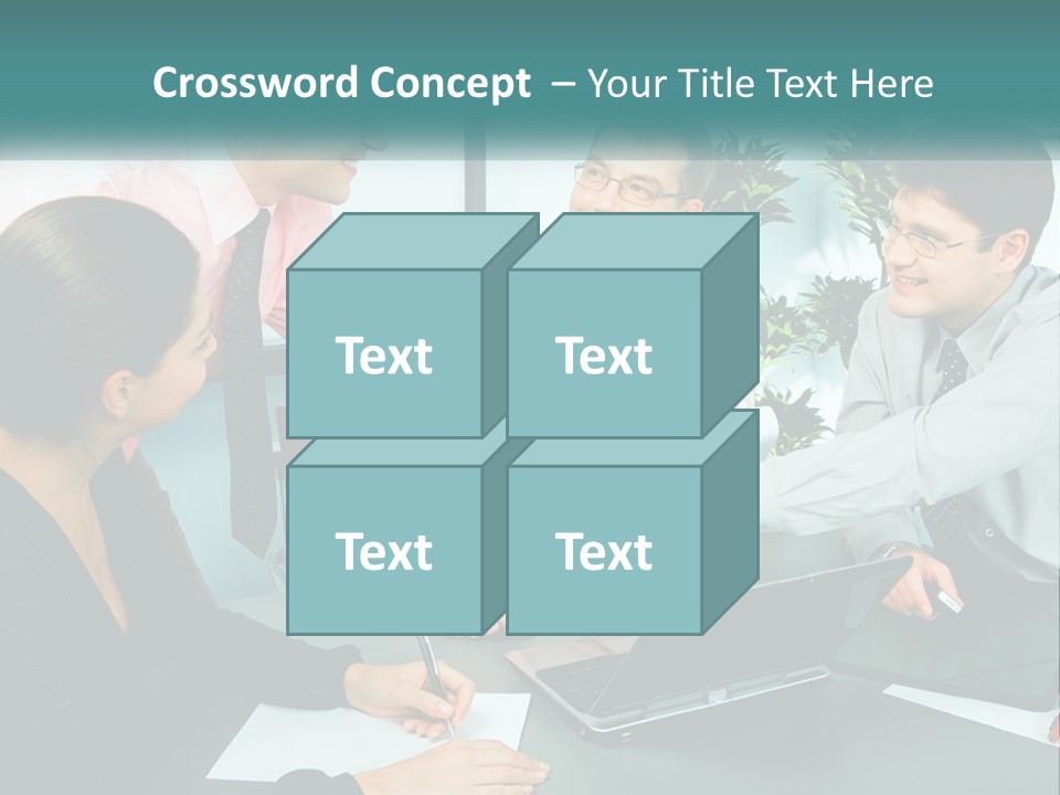 A Group Of People Sitting Around A Table Shaking Hands PowerPoint Template