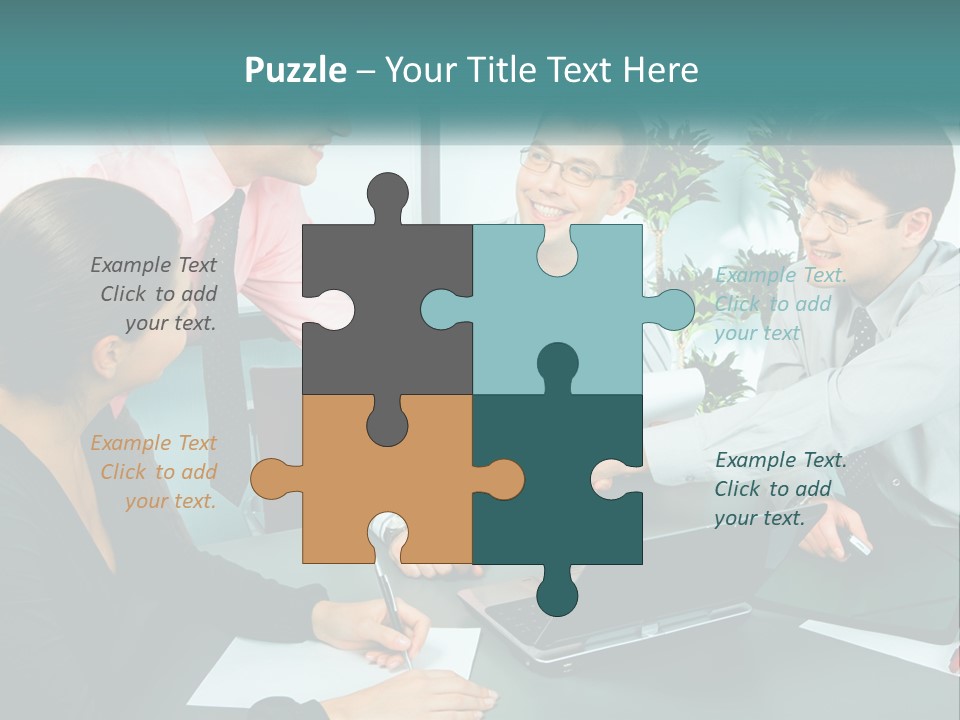 A Group Of People Sitting Around A Table Shaking Hands PowerPoint Template