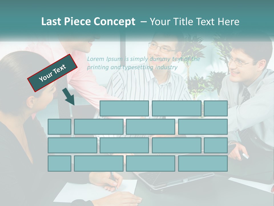 A Group Of People Sitting Around A Table Shaking Hands PowerPoint Template