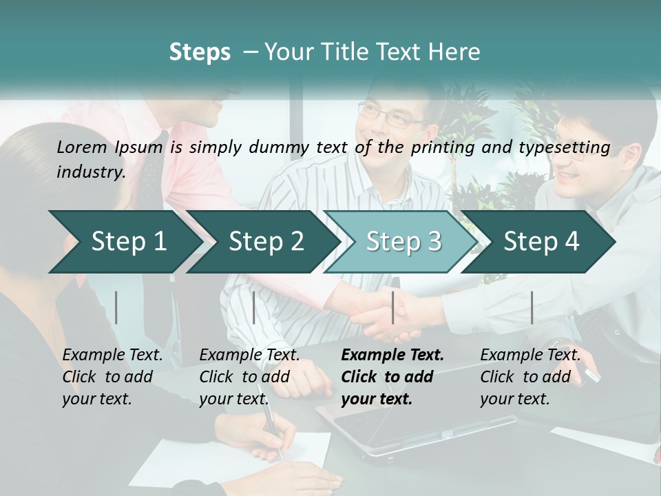 A Group Of People Sitting Around A Table Shaking Hands PowerPoint Template