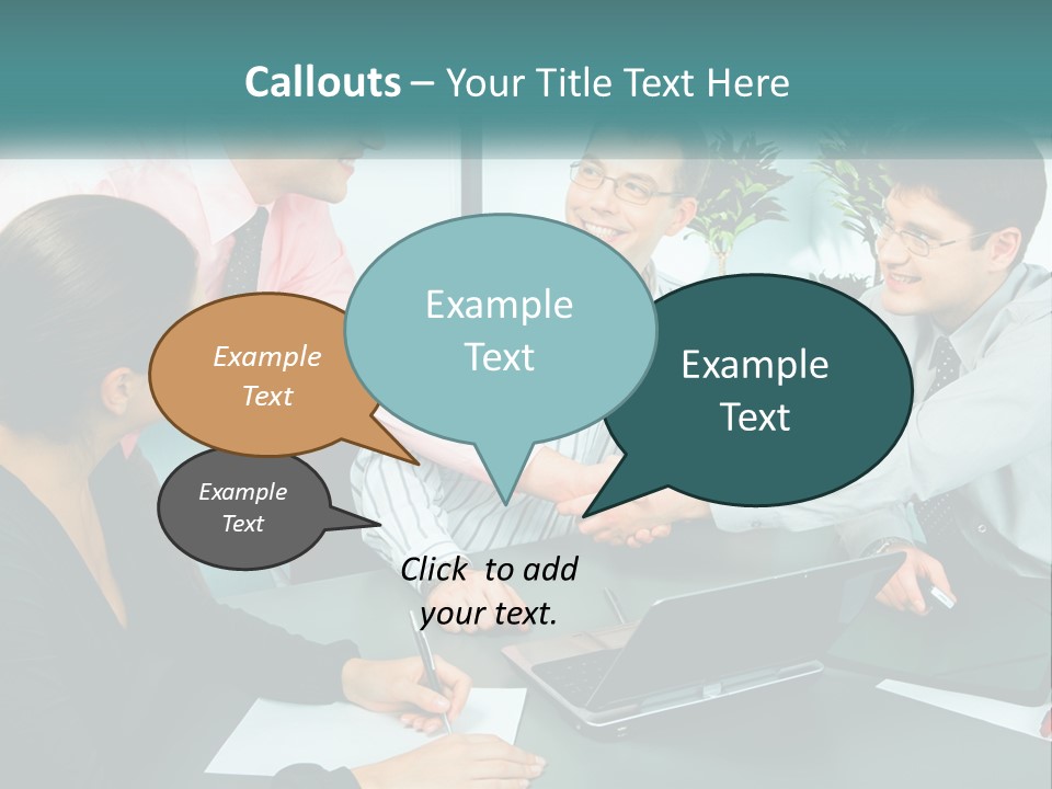 A Group Of People Sitting Around A Table Shaking Hands PowerPoint Template