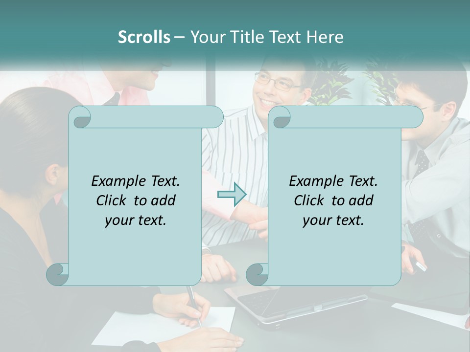 A Group Of People Sitting Around A Table Shaking Hands PowerPoint Template