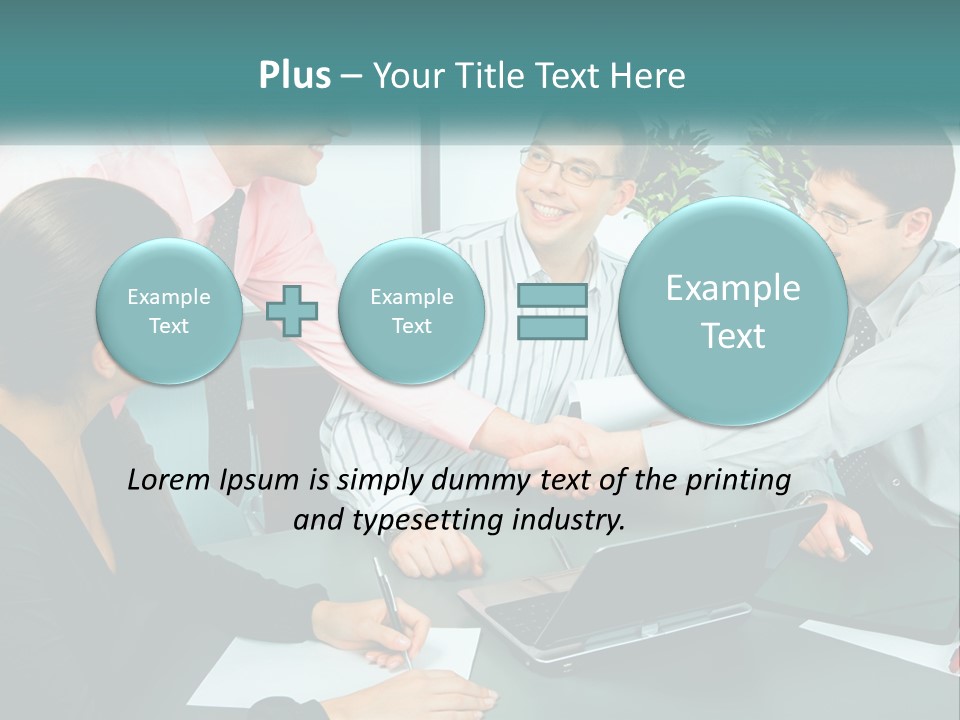 A Group Of People Sitting Around A Table Shaking Hands PowerPoint Template
