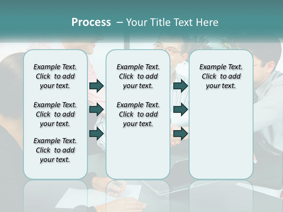 A Group Of People Sitting Around A Table Shaking Hands PowerPoint Template