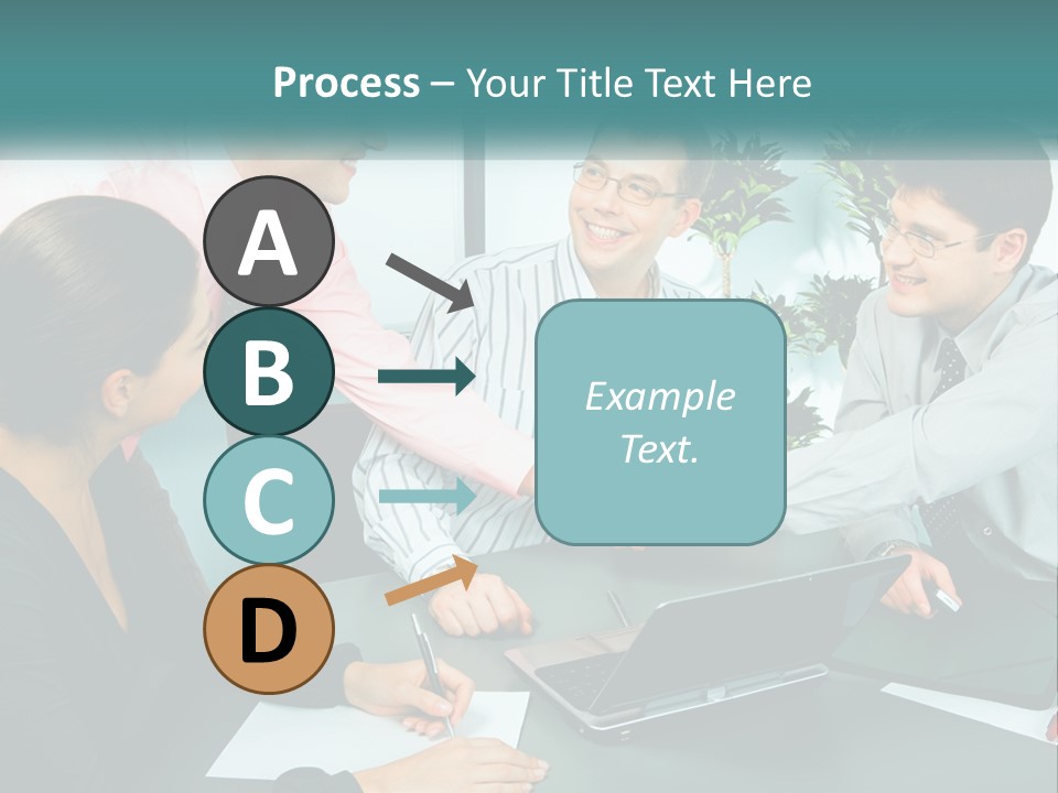A Group Of People Sitting Around A Table Shaking Hands PowerPoint Template