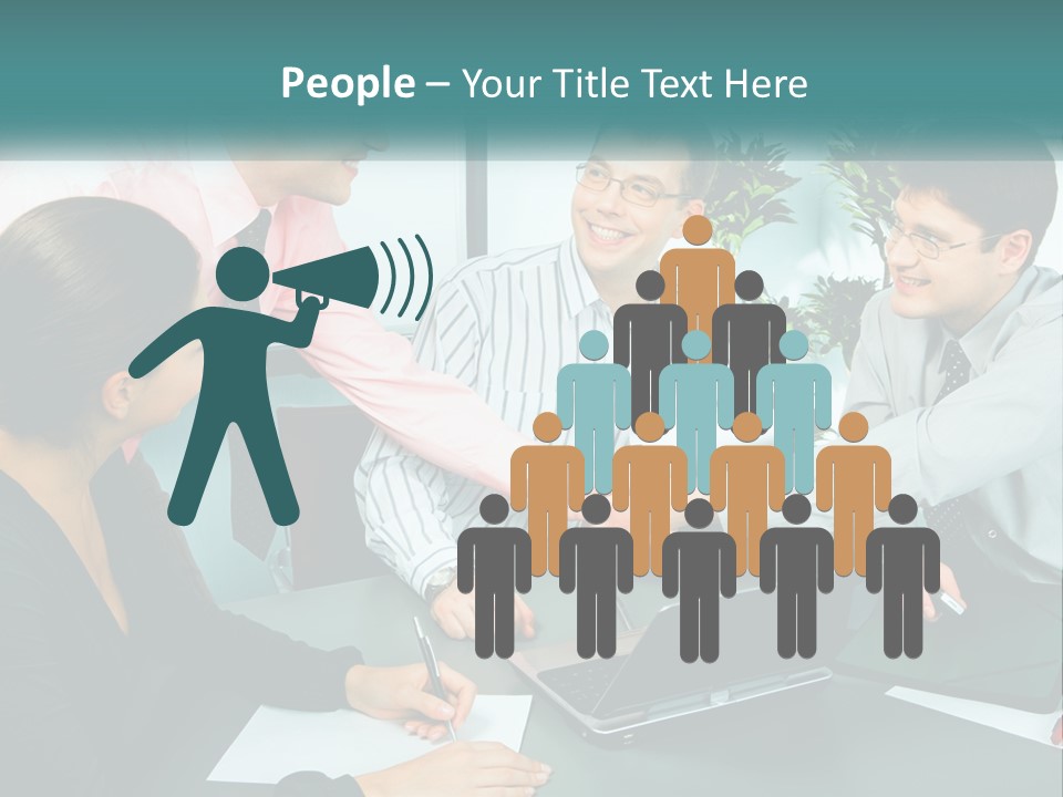 A Group Of People Sitting Around A Table Shaking Hands PowerPoint Template