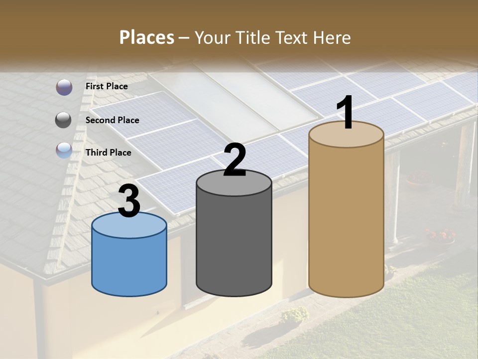 A House With Solar Panels On The Roof PowerPoint Template