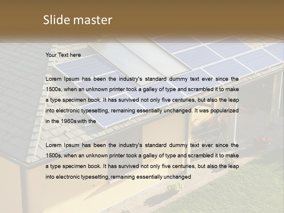A House With Solar Panels On The Roof PowerPoint Template