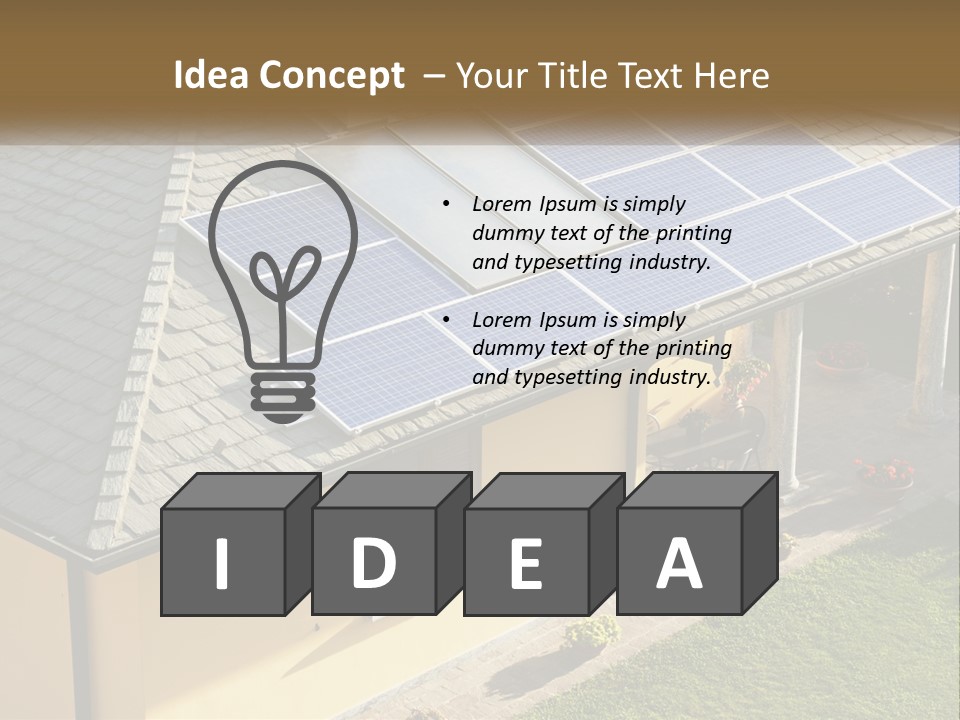 A House With Solar Panels On The Roof PowerPoint Template