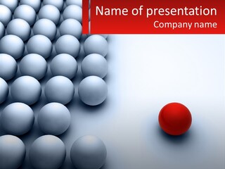 A Red Ball Is In The Middle Of A Group Of White Balls PowerPoint Template