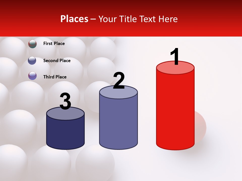A Red Ball Is In The Middle Of A Group Of White Balls PowerPoint Template