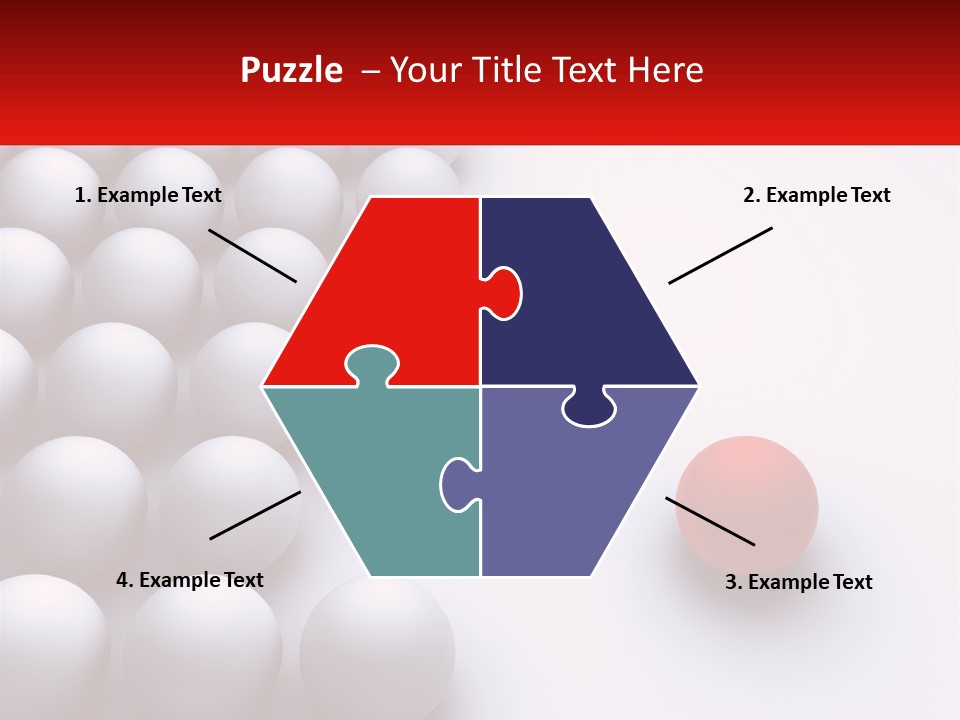 A Red Ball Is In The Middle Of A Group Of White Balls PowerPoint Template