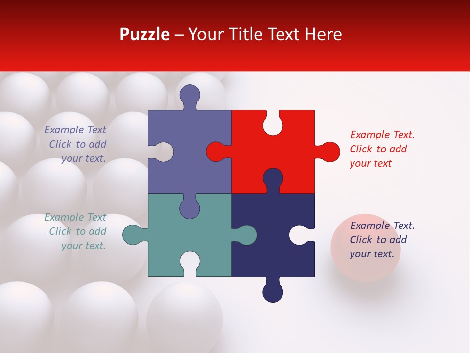 A Red Ball Is In The Middle Of A Group Of White Balls PowerPoint Template