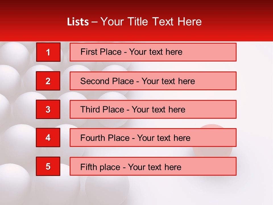 A Red Ball Is In The Middle Of A Group Of White Balls PowerPoint Template