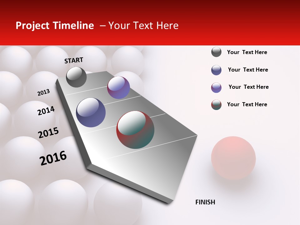 A Red Ball Is In The Middle Of A Group Of White Balls PowerPoint Template