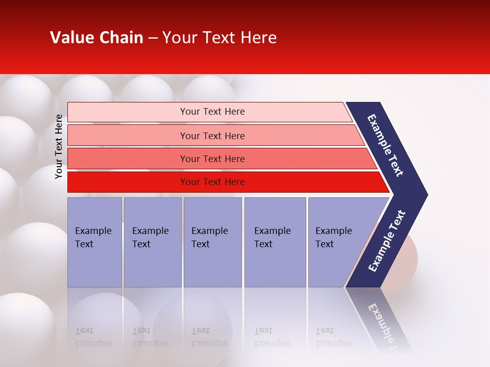 A Red Ball Is In The Middle Of A Group Of White Balls PowerPoint Template