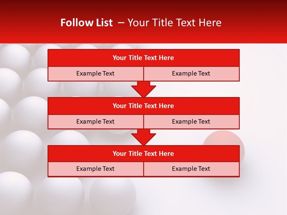 A Red Ball Is In The Middle Of A Group Of White Balls PowerPoint Template