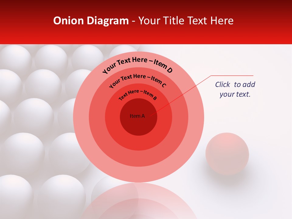 A Red Ball Is In The Middle Of A Group Of White Balls PowerPoint Template