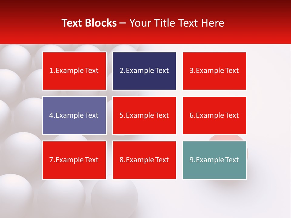 A Red Ball Is In The Middle Of A Group Of White Balls PowerPoint Template