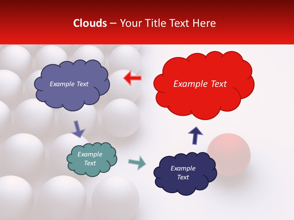 A Red Ball Is In The Middle Of A Group Of White Balls PowerPoint Template