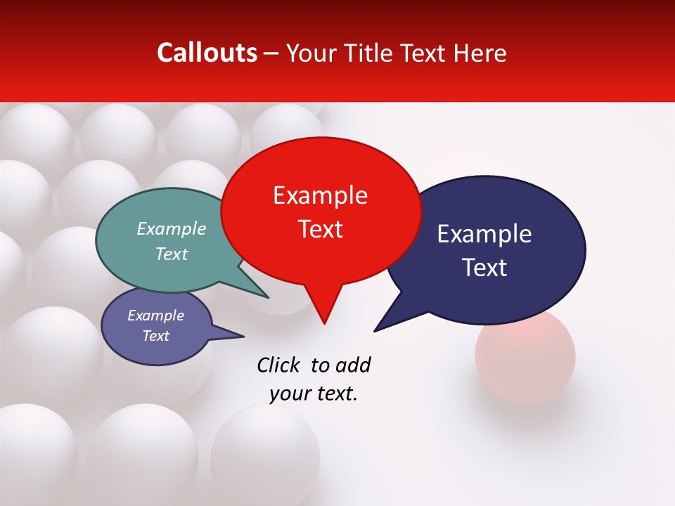 A Red Ball Is In The Middle Of A Group Of White Balls PowerPoint Template