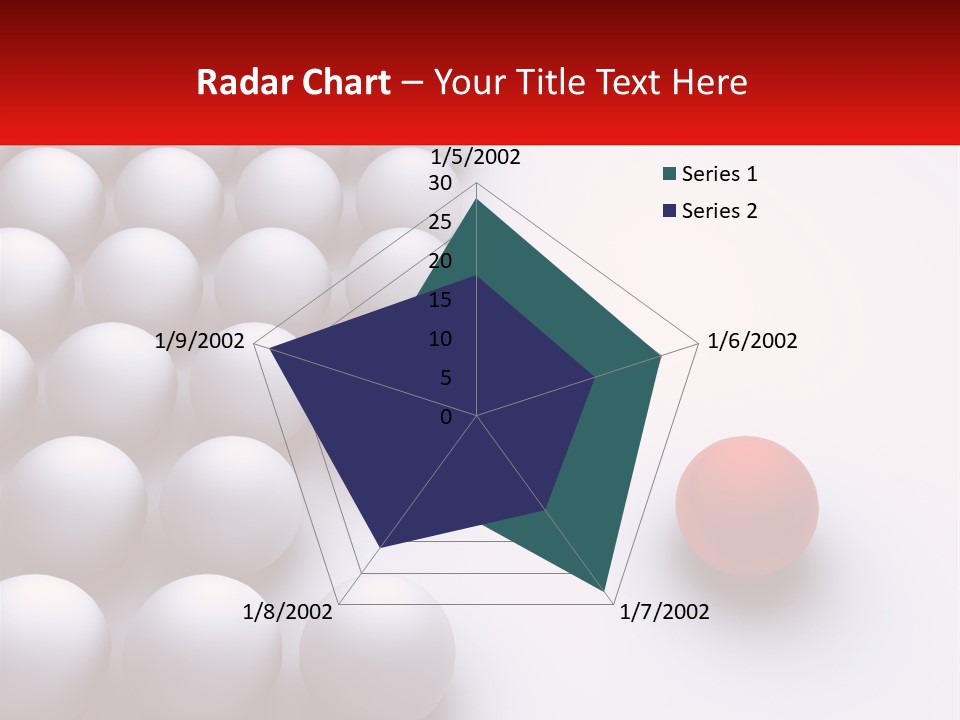 A Red Ball Is In The Middle Of A Group Of White Balls PowerPoint Template