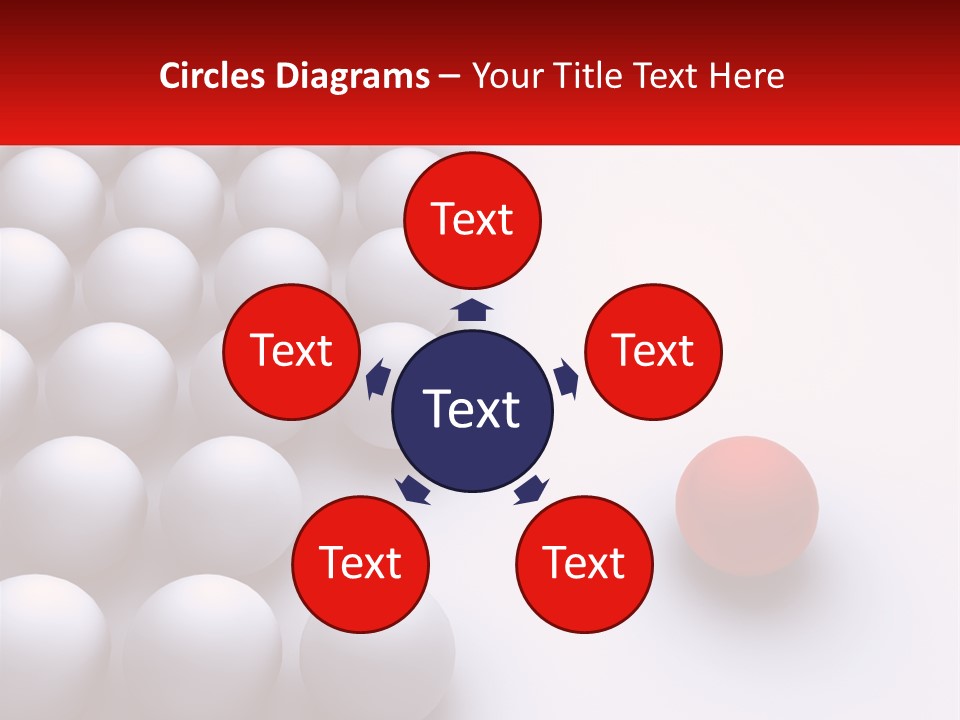 A Red Ball Is In The Middle Of A Group Of White Balls PowerPoint Template