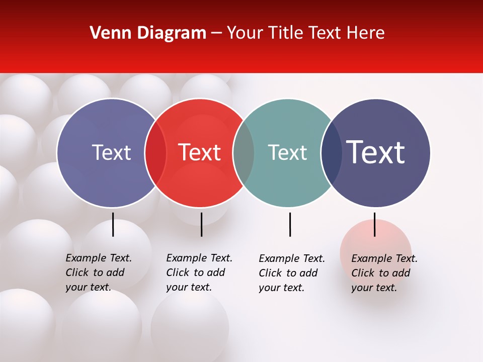 A Red Ball Is In The Middle Of A Group Of White Balls PowerPoint Template