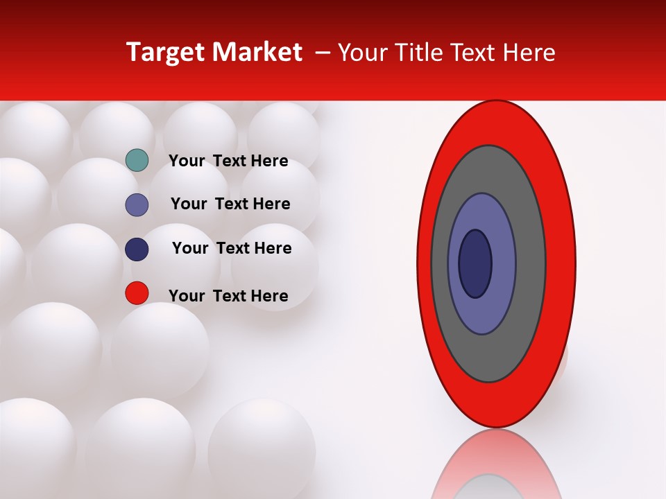 A Red Ball Is In The Middle Of A Group Of White Balls PowerPoint Template