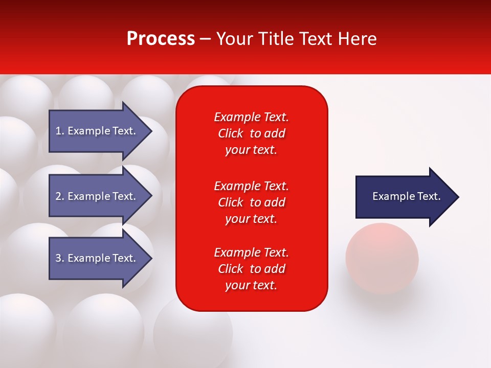 A Red Ball Is In The Middle Of A Group Of White Balls PowerPoint Template