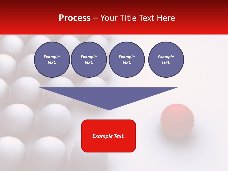 A Red Ball Is In The Middle Of A Group Of White Balls PowerPoint Template