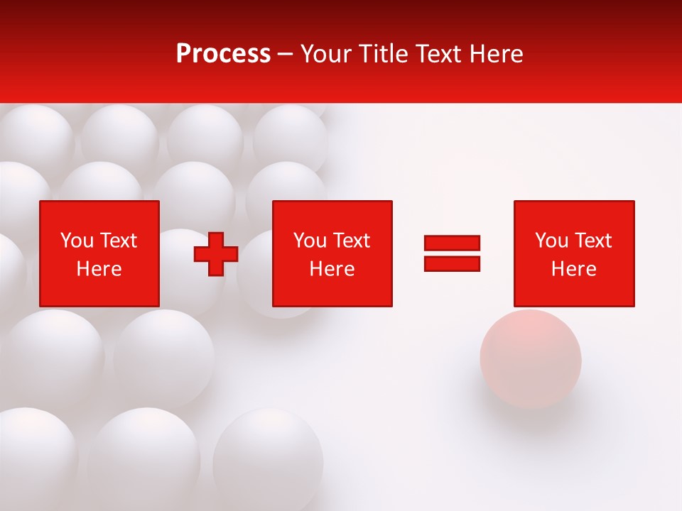 A Red Ball Is In The Middle Of A Group Of White Balls PowerPoint Template