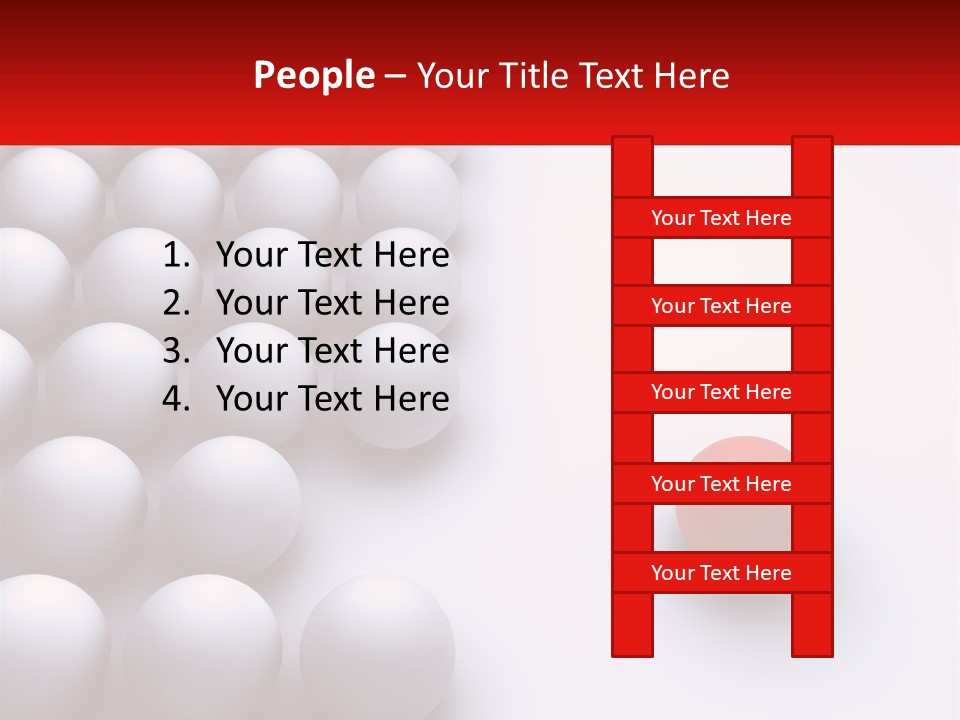 A Red Ball Is In The Middle Of A Group Of White Balls PowerPoint Template
