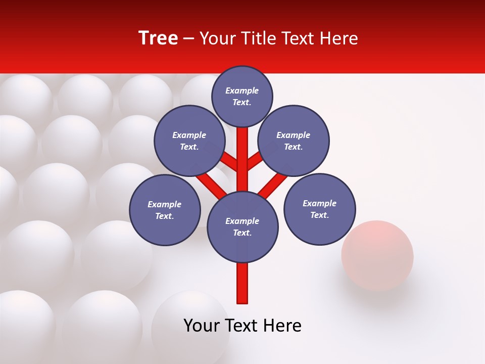 A Red Ball Is In The Middle Of A Group Of White Balls PowerPoint Template
