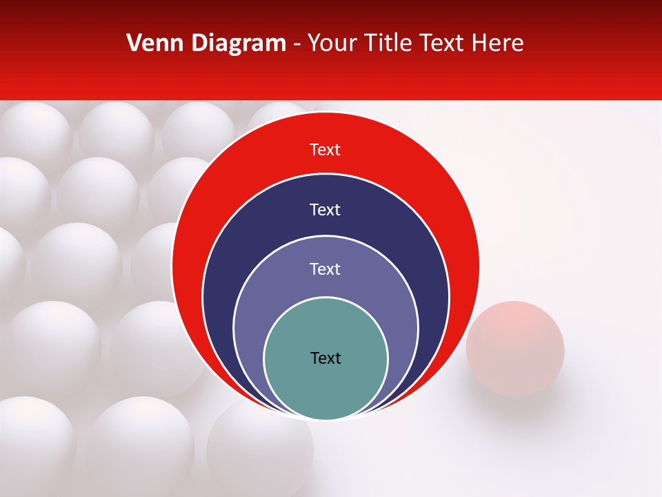 A Red Ball Is In The Middle Of A Group Of White Balls PowerPoint Template