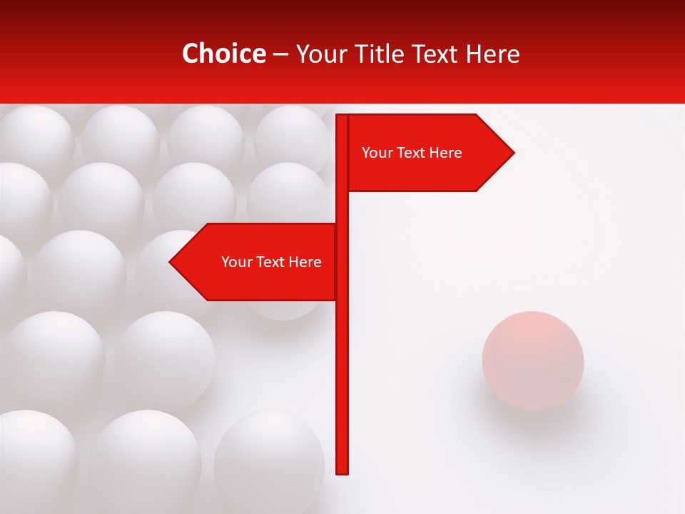A Red Ball Is In The Middle Of A Group Of White Balls PowerPoint Template