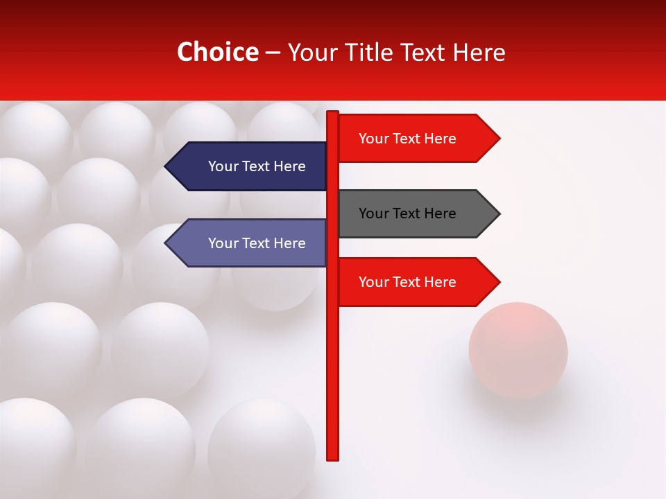 A Red Ball Is In The Middle Of A Group Of White Balls PowerPoint Template