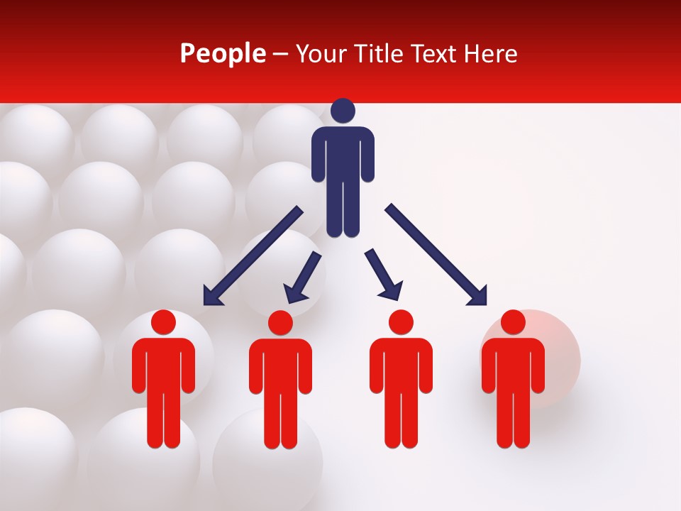 A Red Ball Is In The Middle Of A Group Of White Balls PowerPoint Template