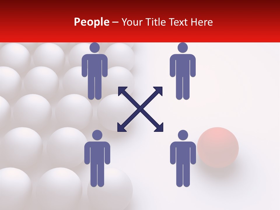 A Red Ball Is In The Middle Of A Group Of White Balls PowerPoint Template