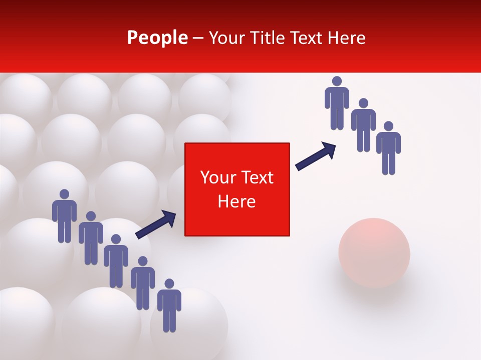 A Red Ball Is In The Middle Of A Group Of White Balls PowerPoint Template