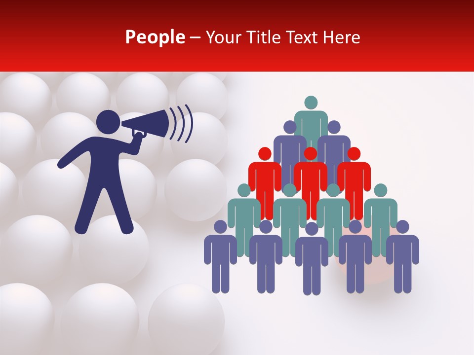 A Red Ball Is In The Middle Of A Group Of White Balls PowerPoint Template
