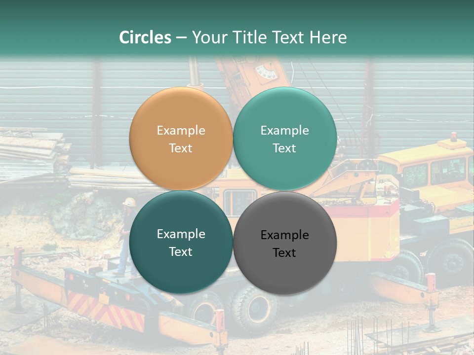 A Man Standing Next To A Yellow Crane PowerPoint Template