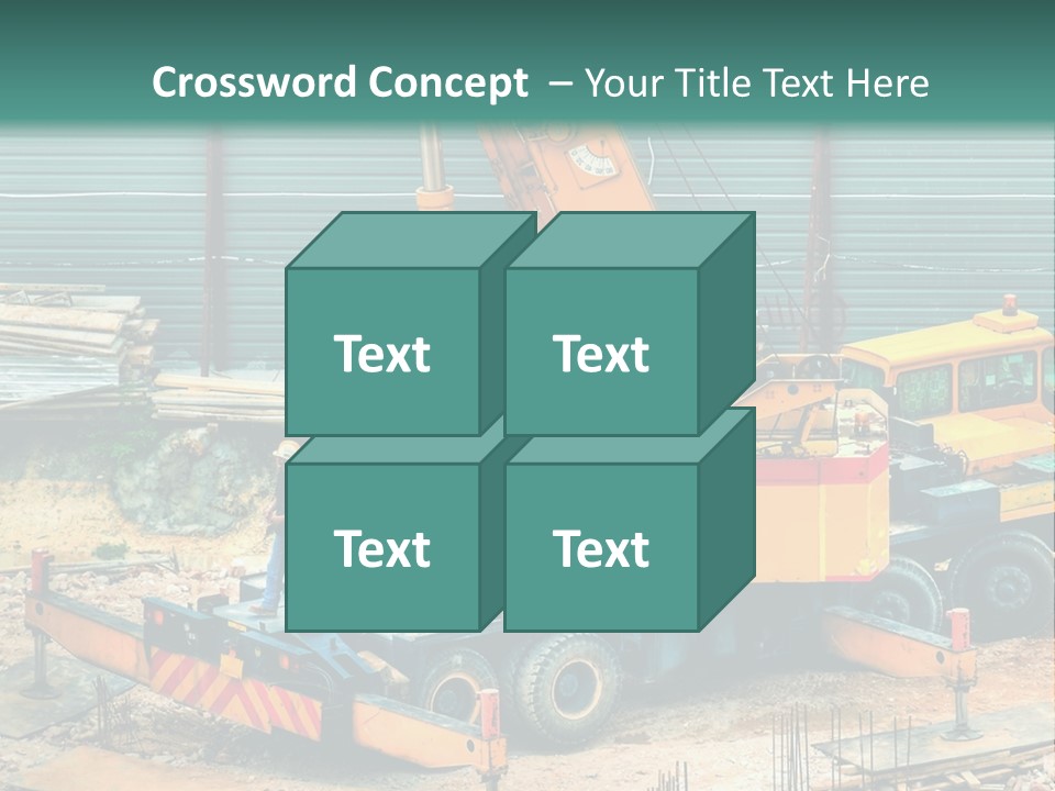 A Man Standing Next To A Yellow Crane PowerPoint Template