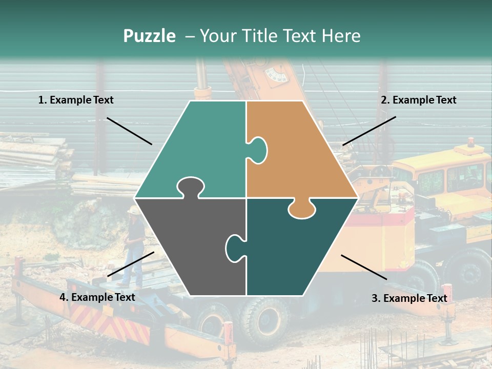 A Man Standing Next To A Yellow Crane PowerPoint Template