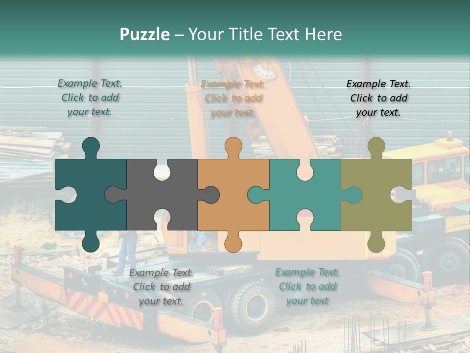 A Man Standing Next To A Yellow Crane PowerPoint Template